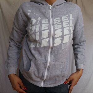 Diesel Light Gray Hoodie with Logo